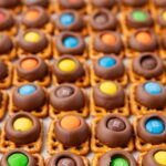 Pretzel bites in rows