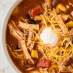 bowl of the chili with chicken