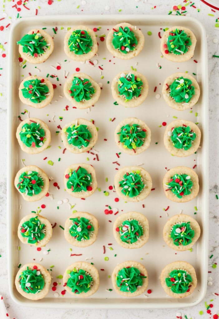 Overhead pic of the cookie cups with trees on top