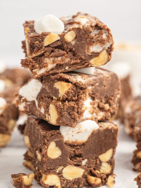 Stack of three pieces of fudge