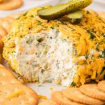 A cheeseball with the front taken out of it