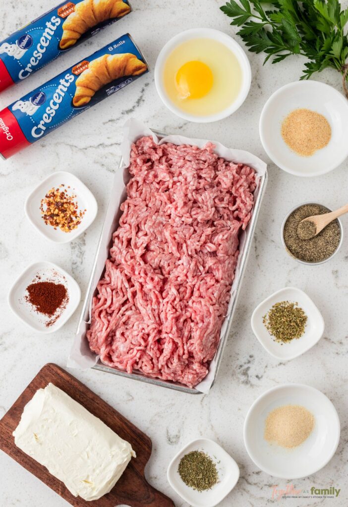 Ingredients needed for sausage pinwheels recipe