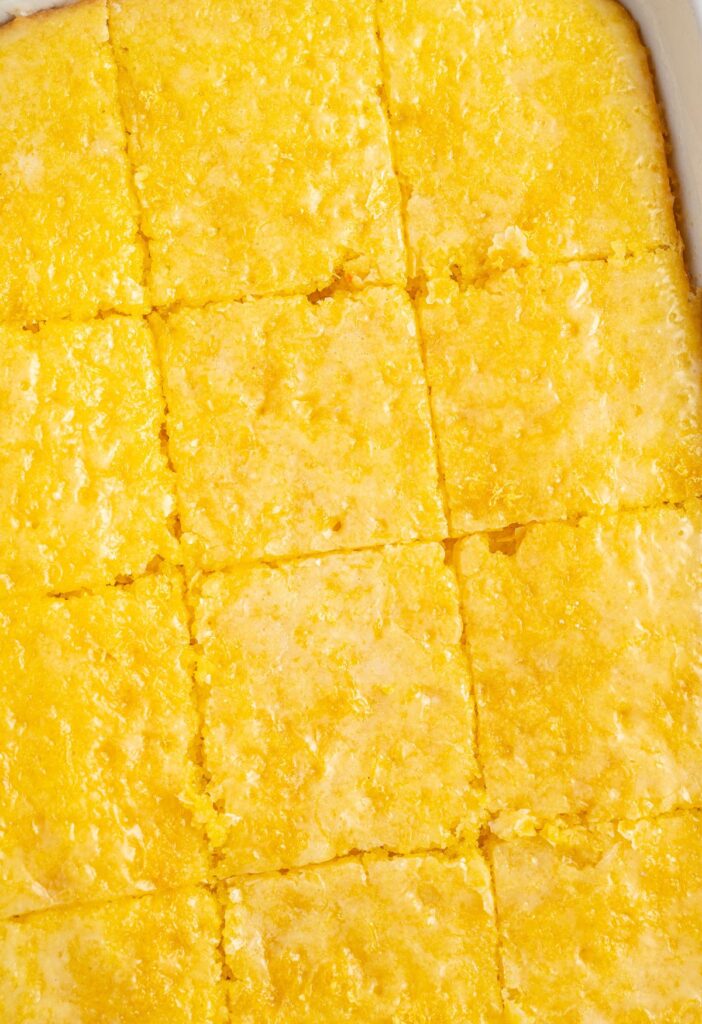 Top of the lemon cake cut into slices