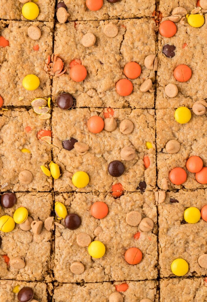 Close up shot of the top of the cookie bars