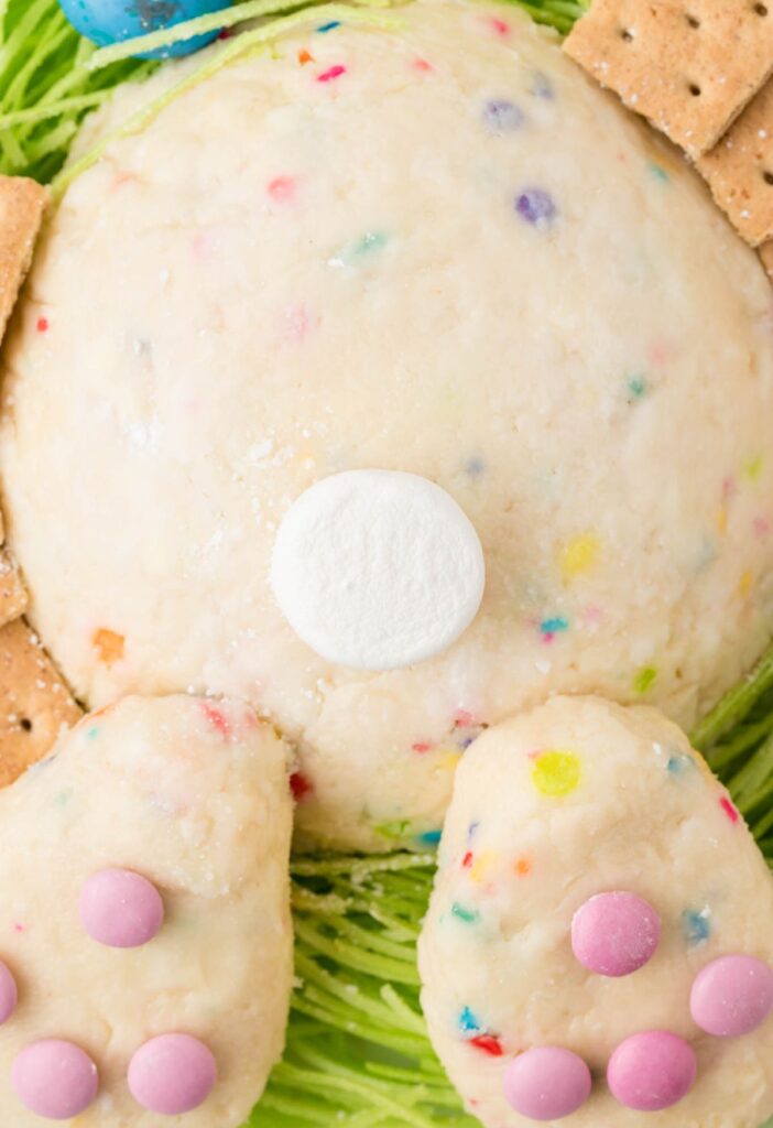 Close up of the bunny butt cheeseball
