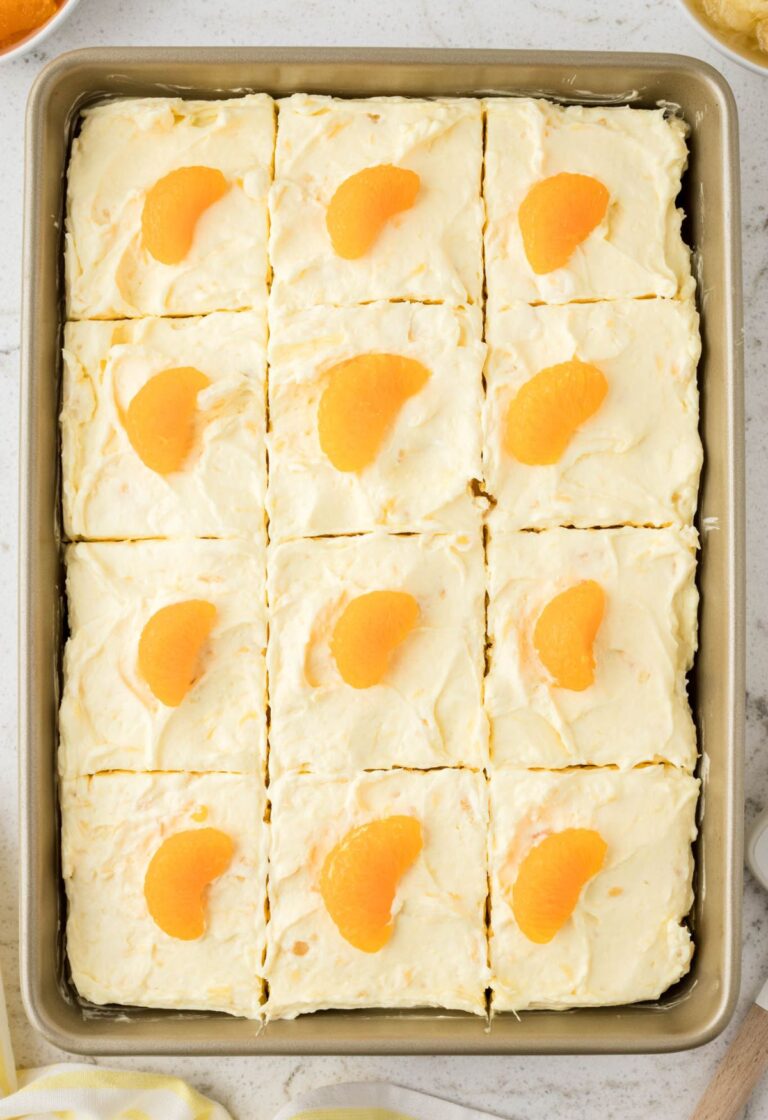Top view of the cake inside a cake pan