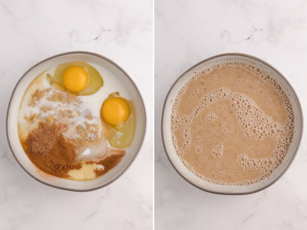 process photos for making banana French toast