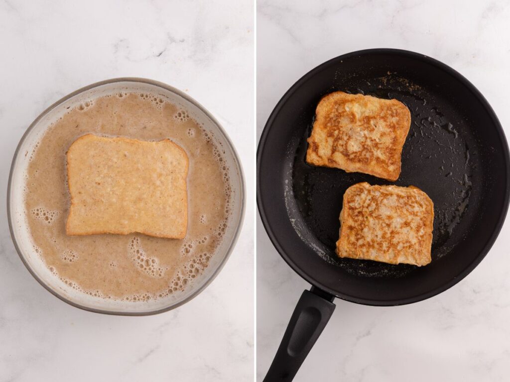 process photos for making banana French toast