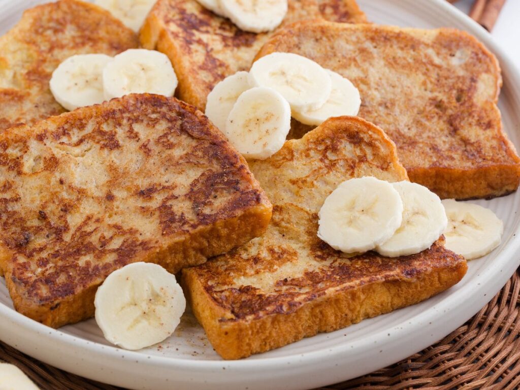 process photos for making banana French toast