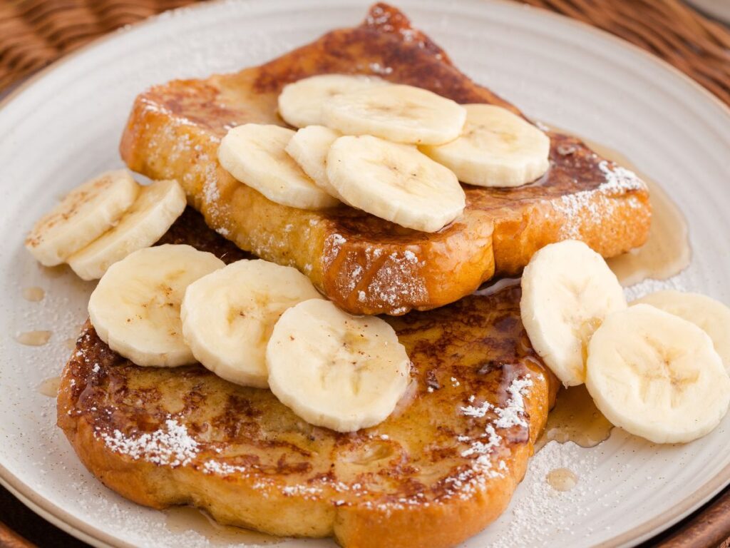 process photos for making banana French toast