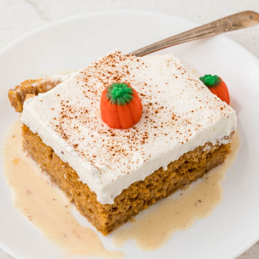Hero image of the pumpkin tres leches cake.