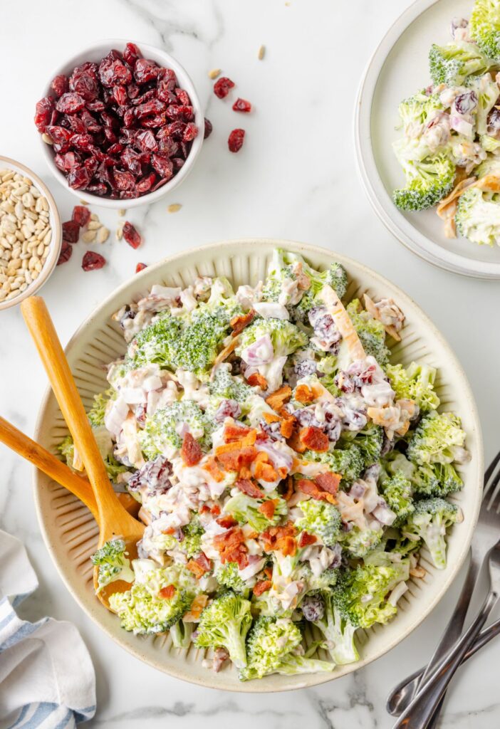Ingredients for the salad and the broccoli salad.