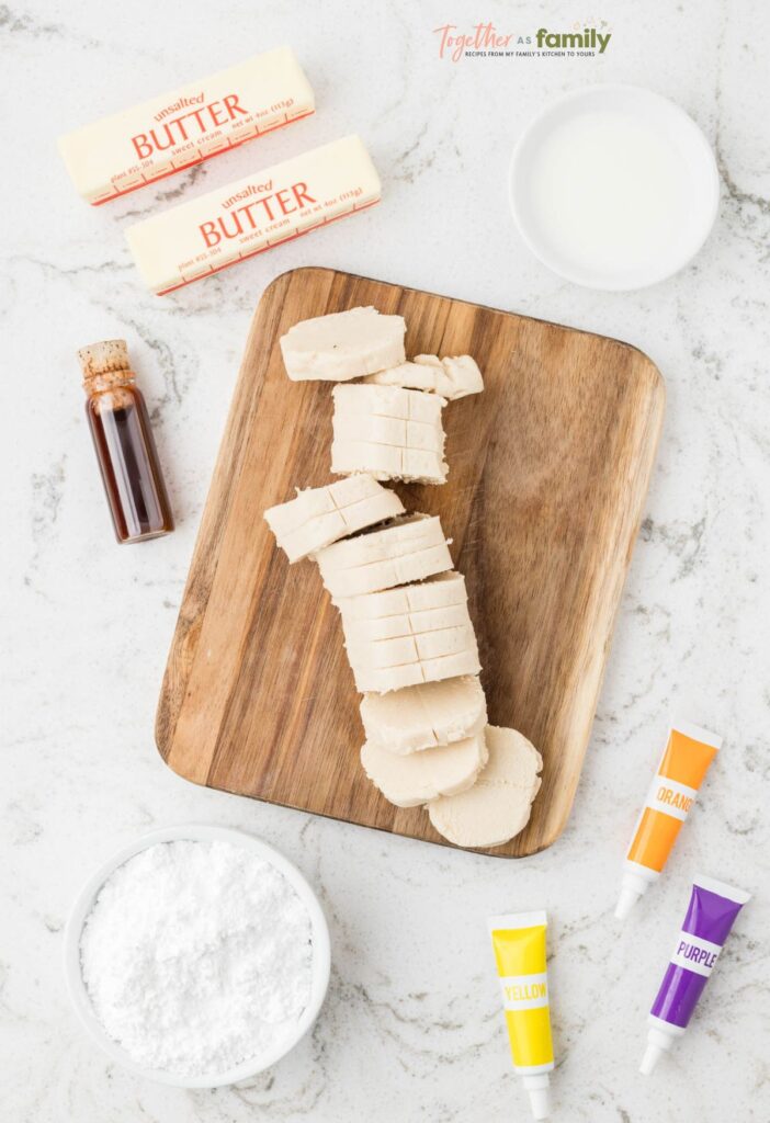 Ingredients for halloween cookie pizza