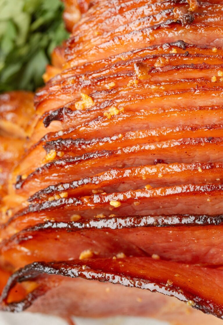 Close up of the honey brown sugar ham