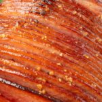Close up of the edges of the baked ham
