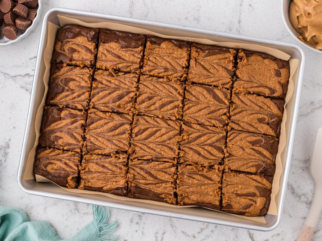 process images for chocolate peanut butter brownies
