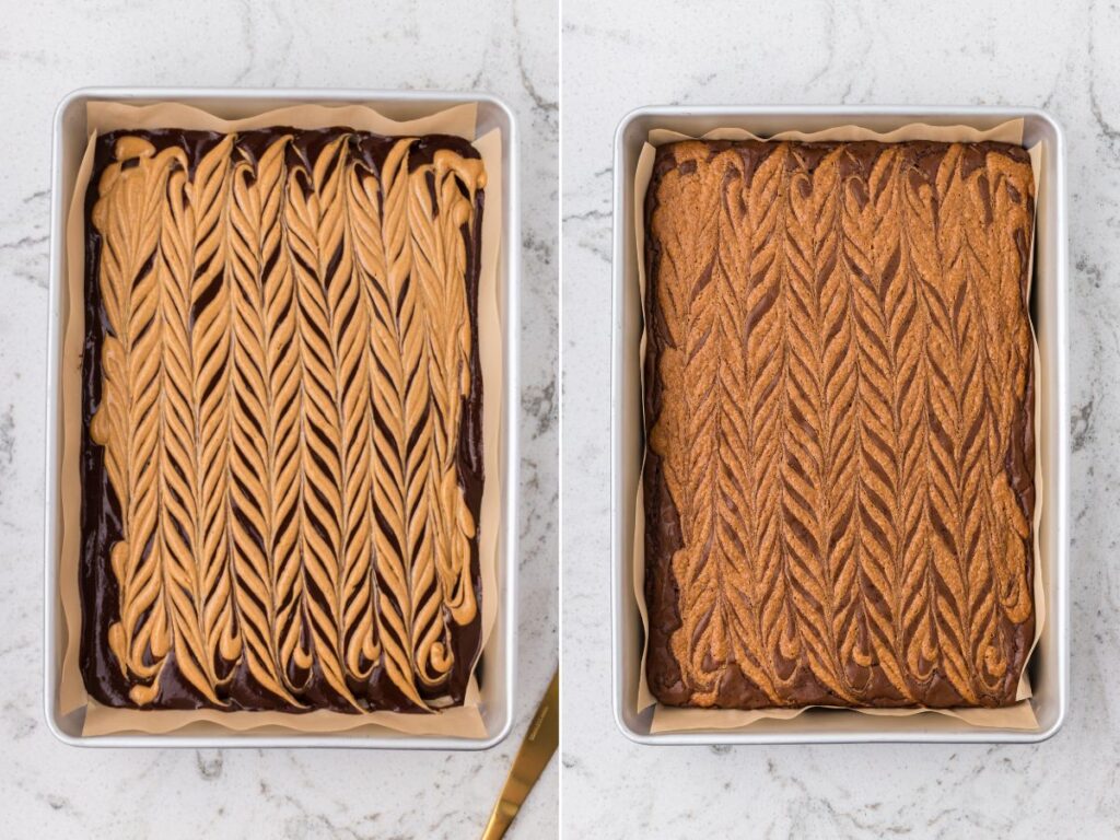 process images for chocolate peanut butter brownies