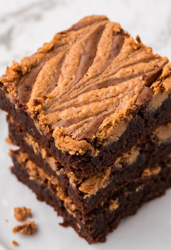 Stack of brownies cut into squares