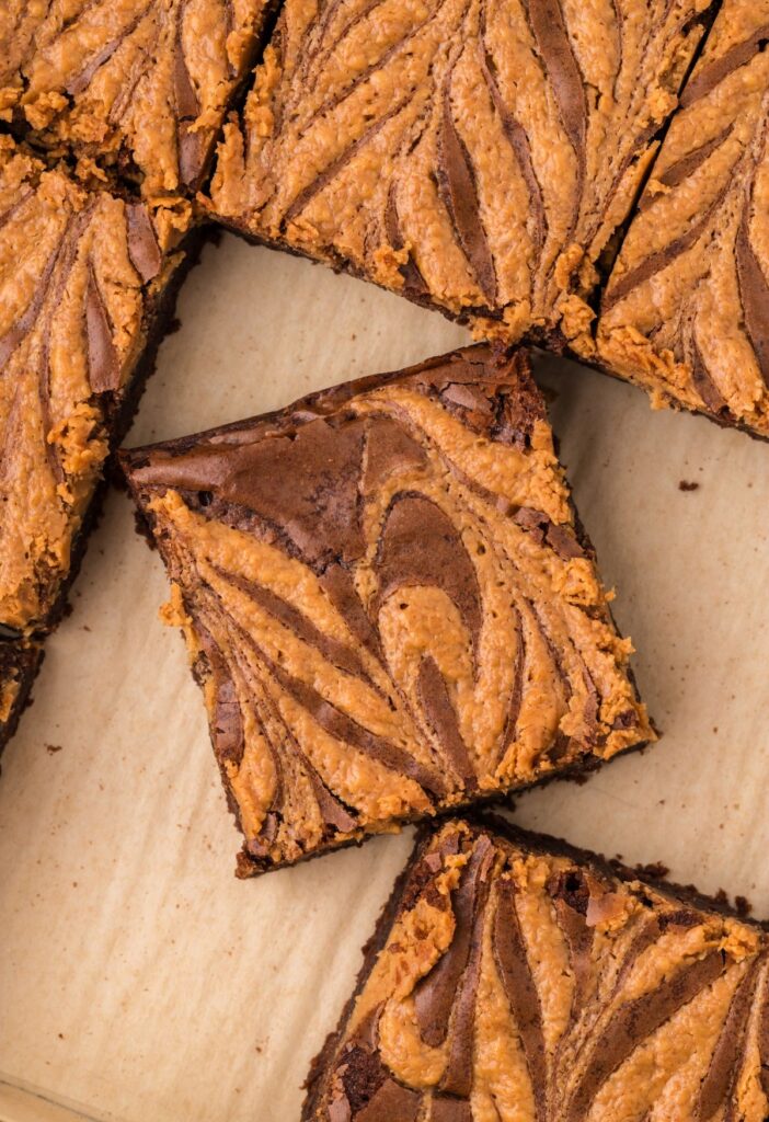 Close up of the top of the peanut butter swirl