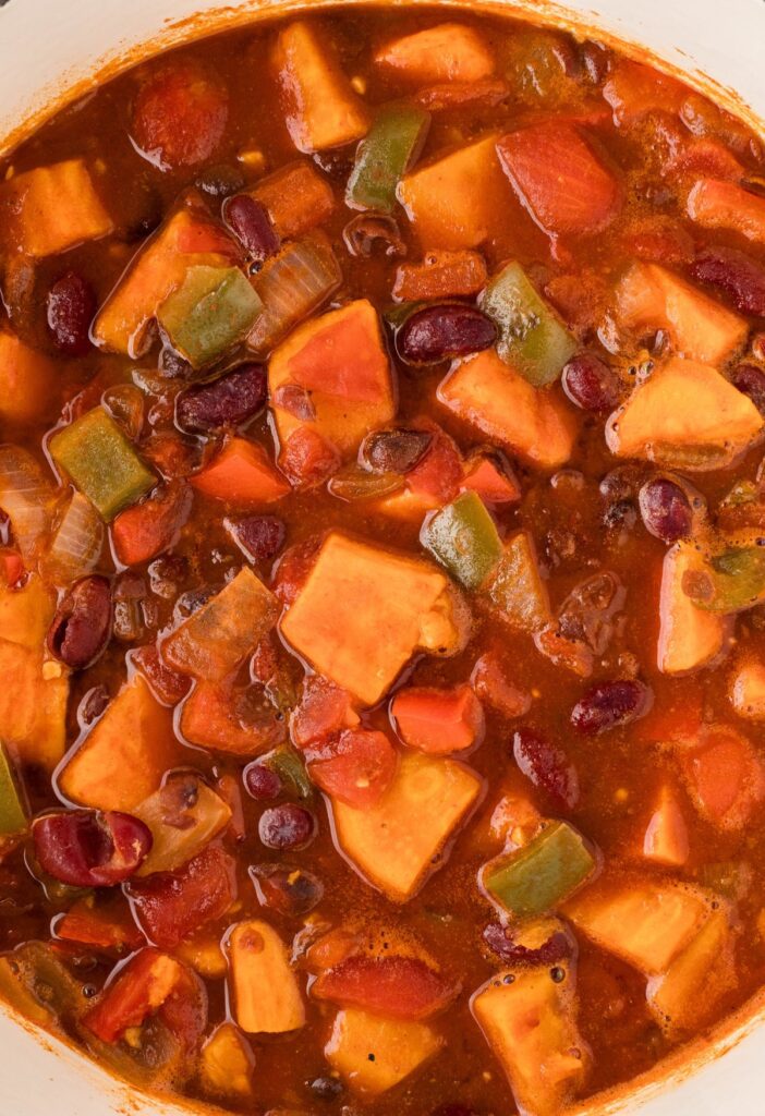 Close up of the pot of chili