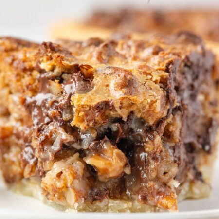 A front view of the slice of pie