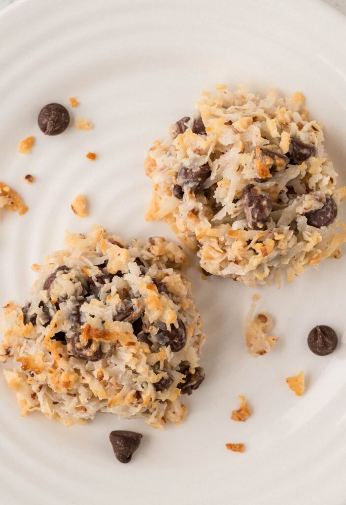 Two cookies on a white plate