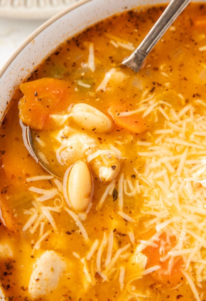 hero image of the chicken soup with white beans