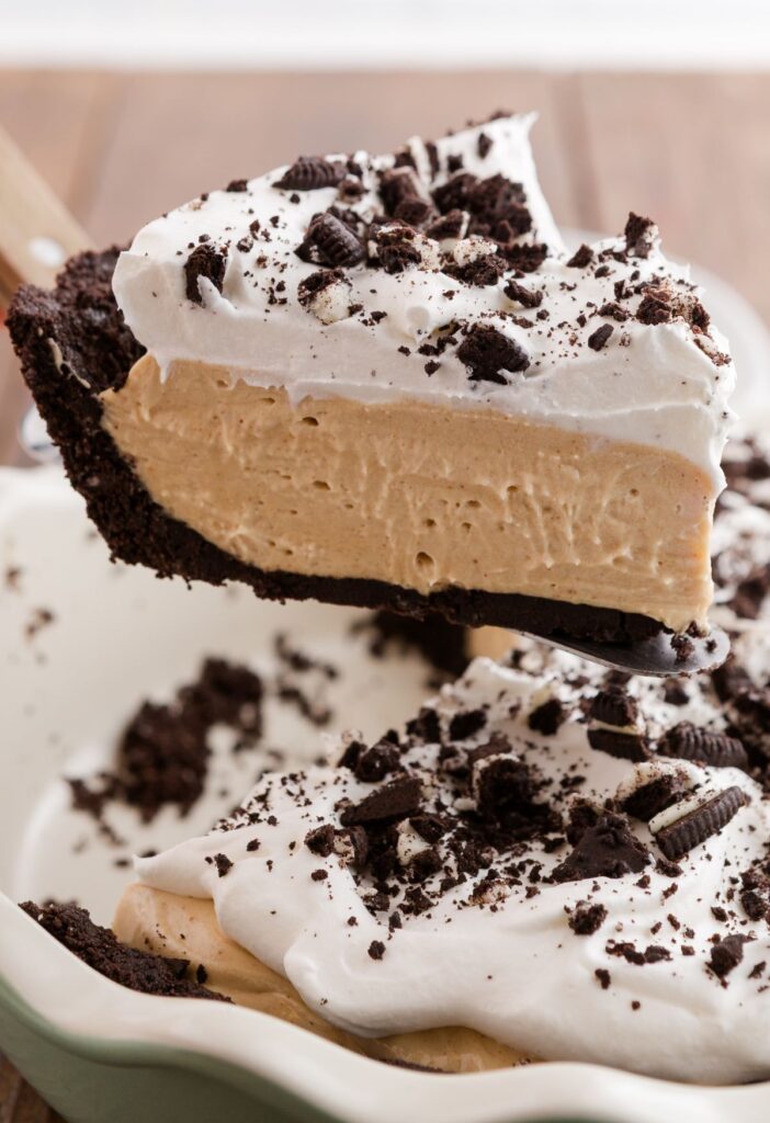 A slice of pie on a serving spatula