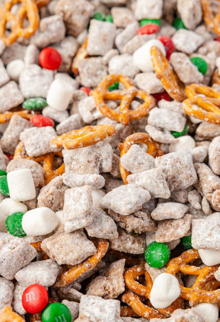 Close up of the snack mix