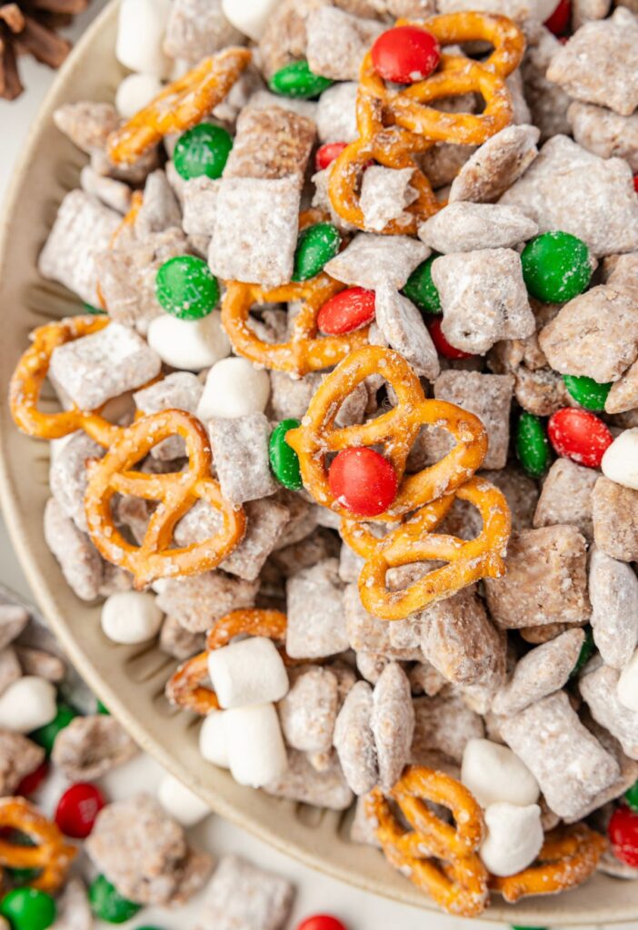 Reindeer snack mix in a bowl