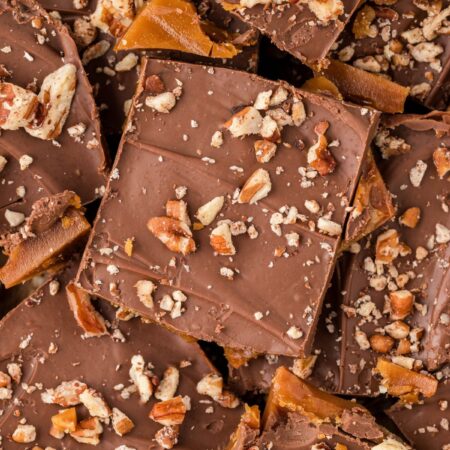 Close up of a pile of English toffee