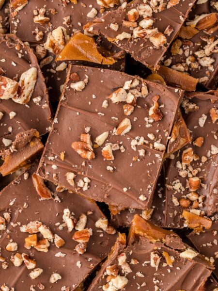 Close up of a pile of English toffee