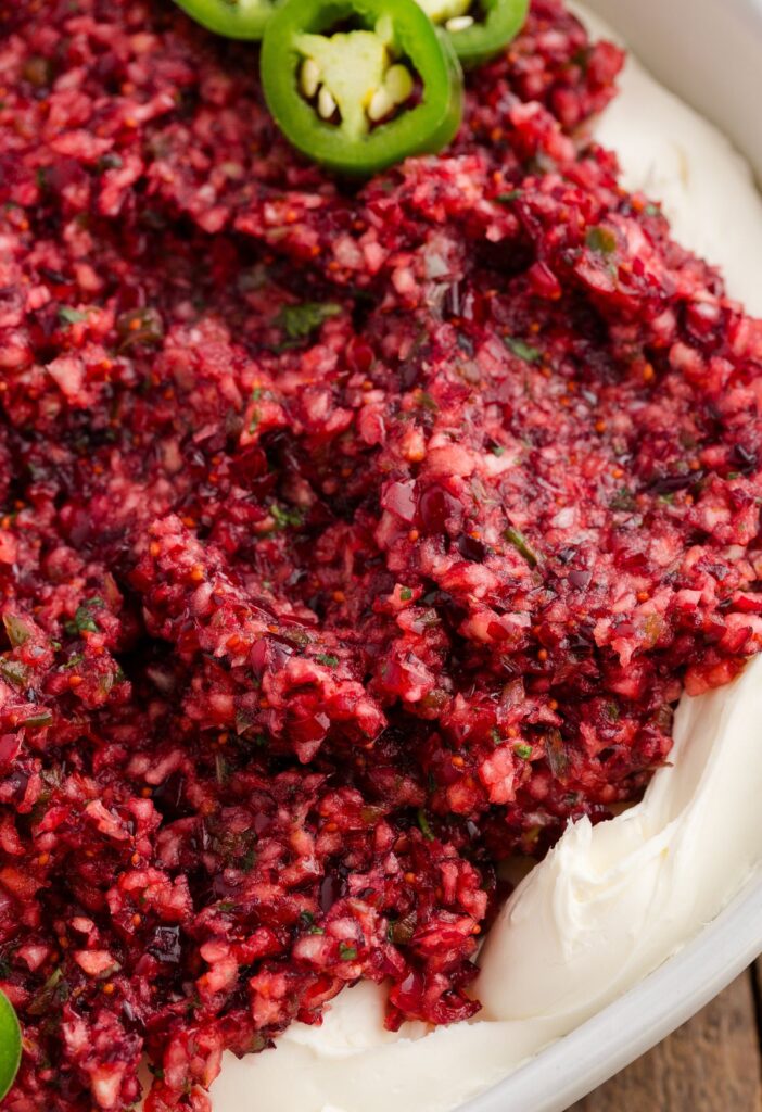 A bowl of dip ready to serve