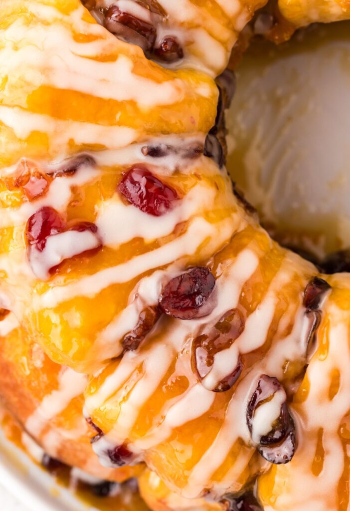 Top view of the glazed monkey bread