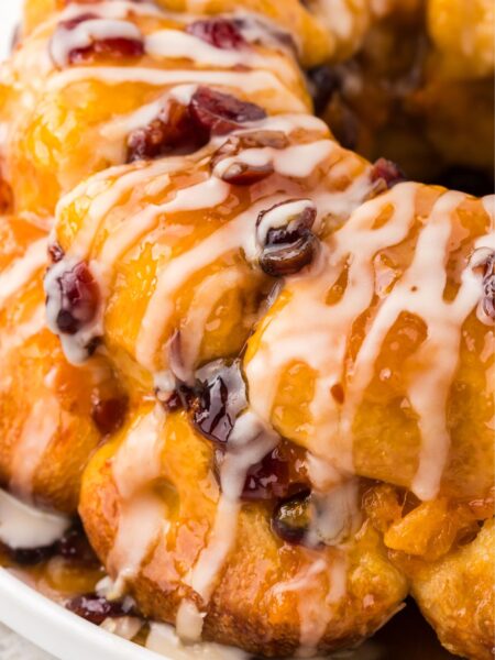 Side view of the monkey bread from the bundt pan.