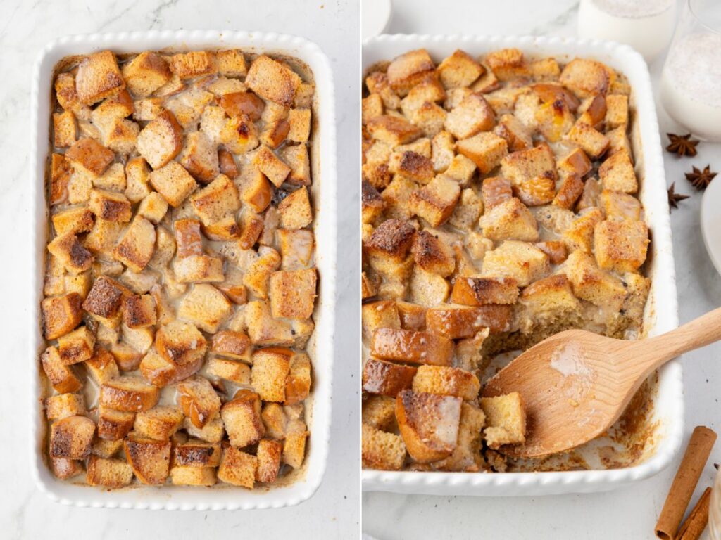 process images for this bread pudding recipe with eggnog.