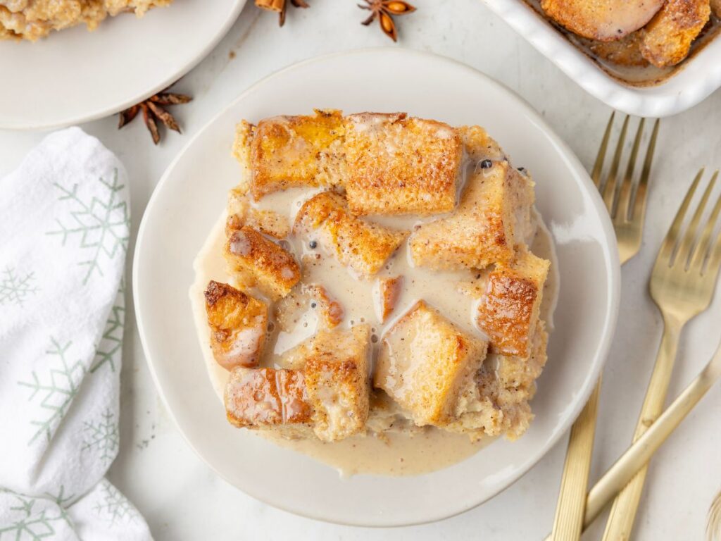 process images for this bread pudding recipe with eggnog.