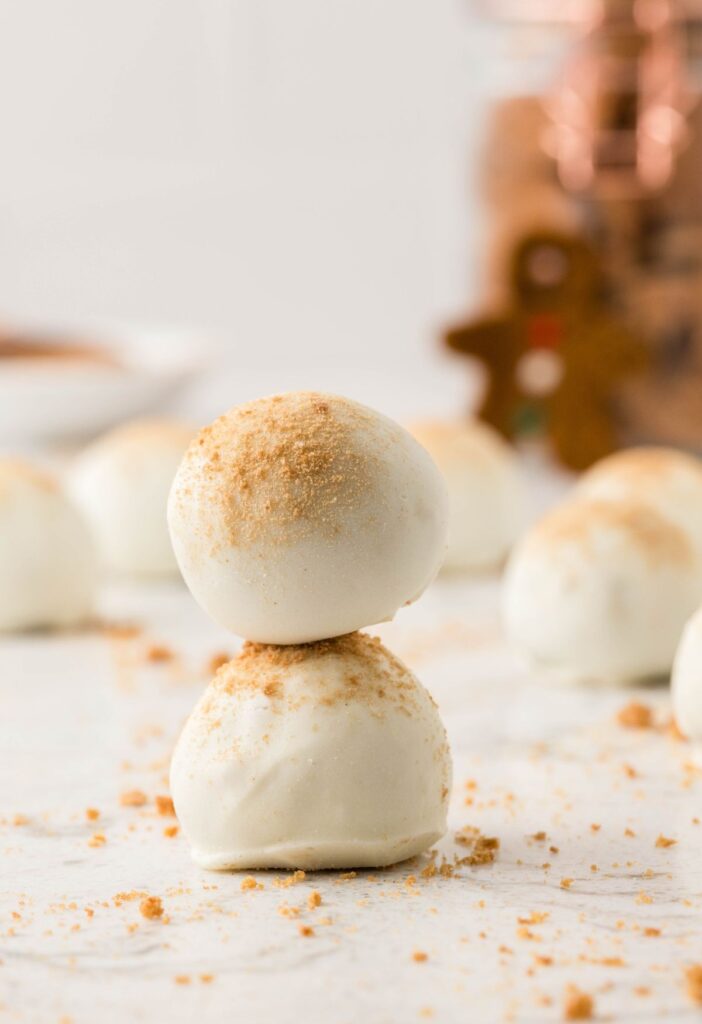 Stack of two truffles on top of each other.