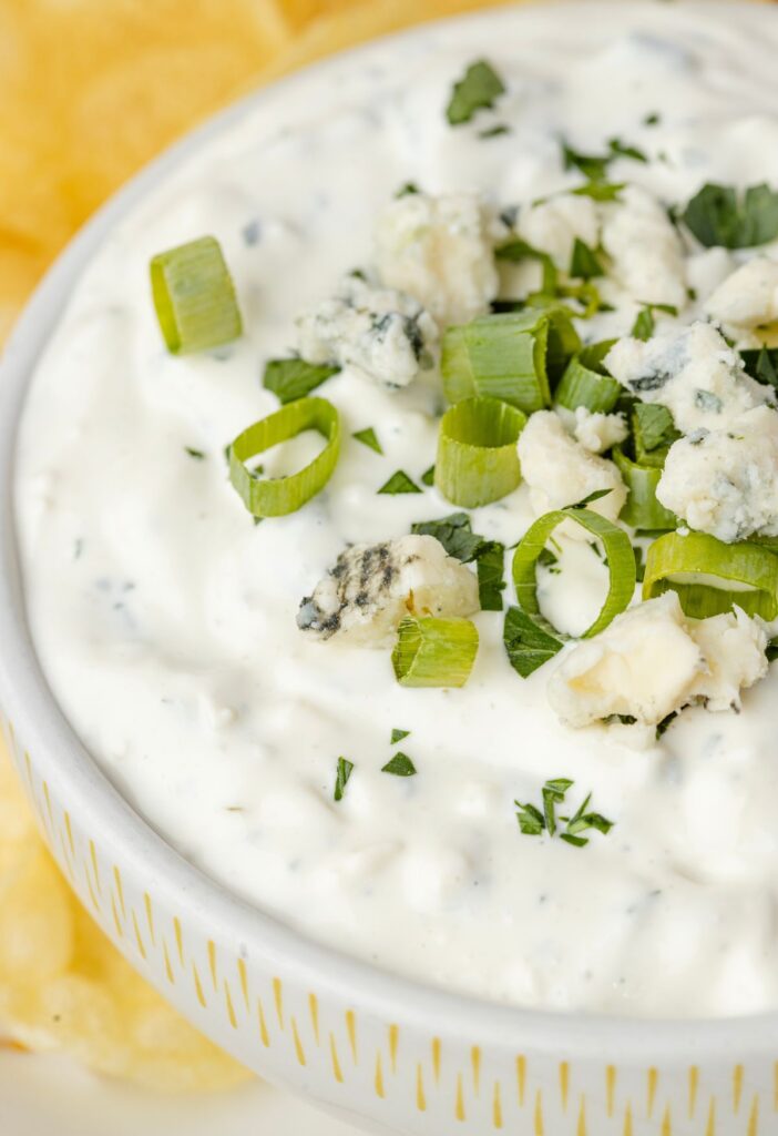 Side view of the bowl of dip