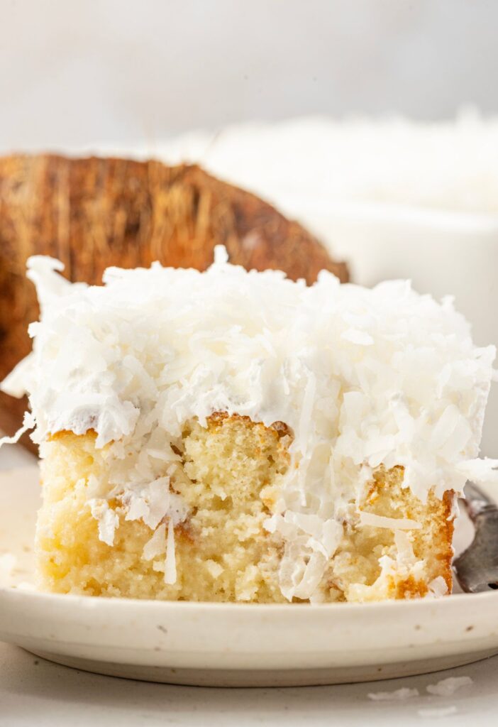 hero image of the coconut cream poke cake