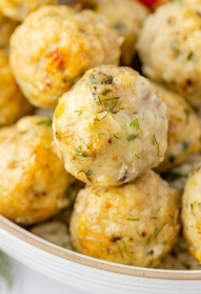 Close up of the greek chicken meatballs
