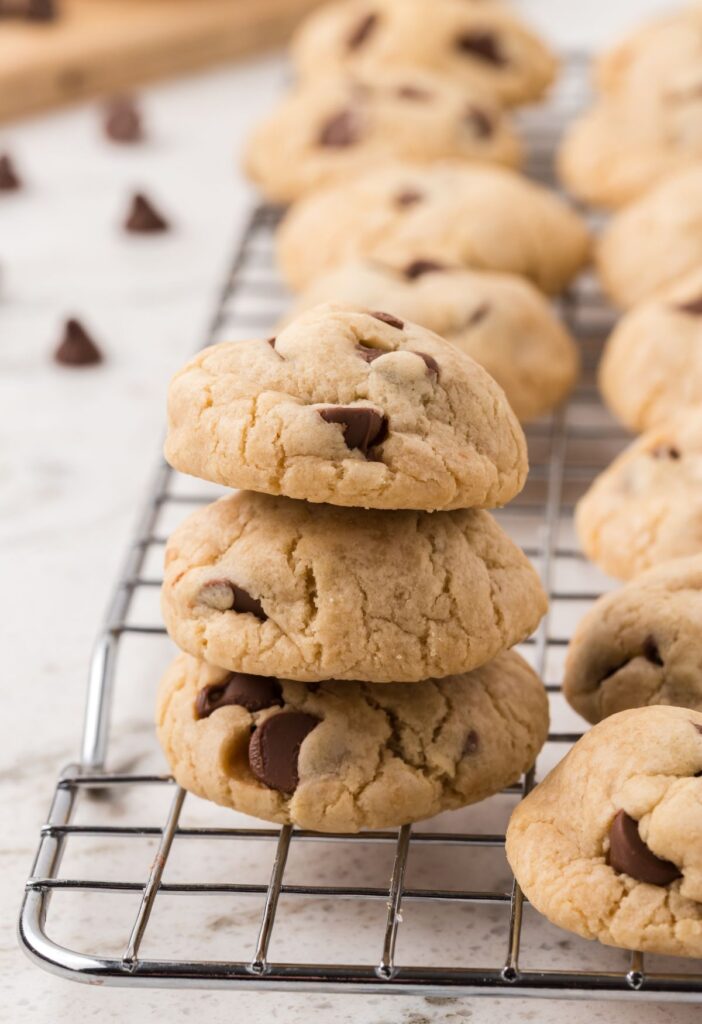 Stack of cookies on a wire cooling rack