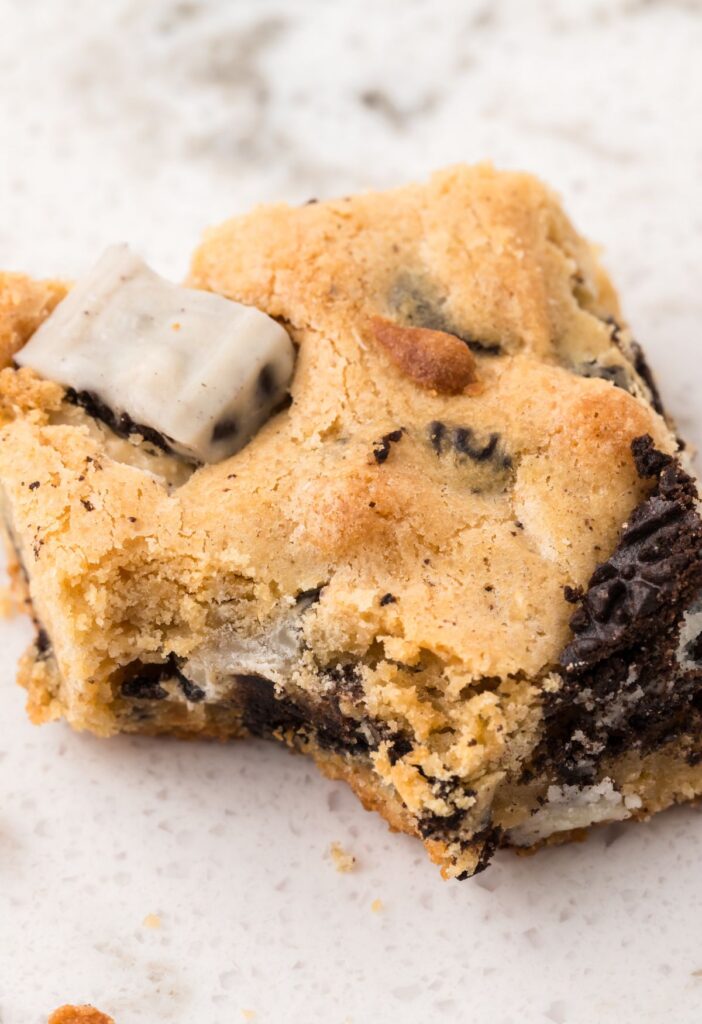 One blondie square with a bite taken out of it