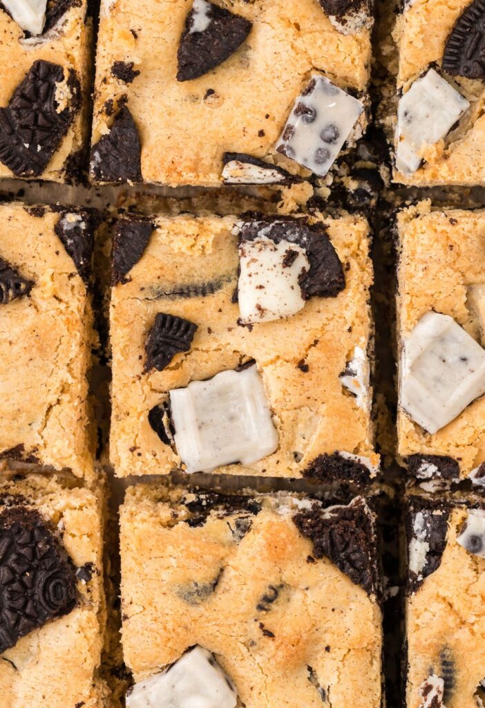 Close up view of the baked blondies