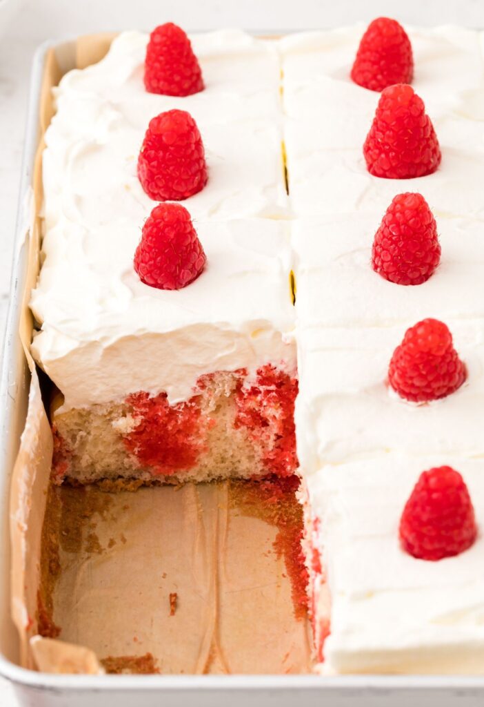 A cake pan with the poke inside to show the center.