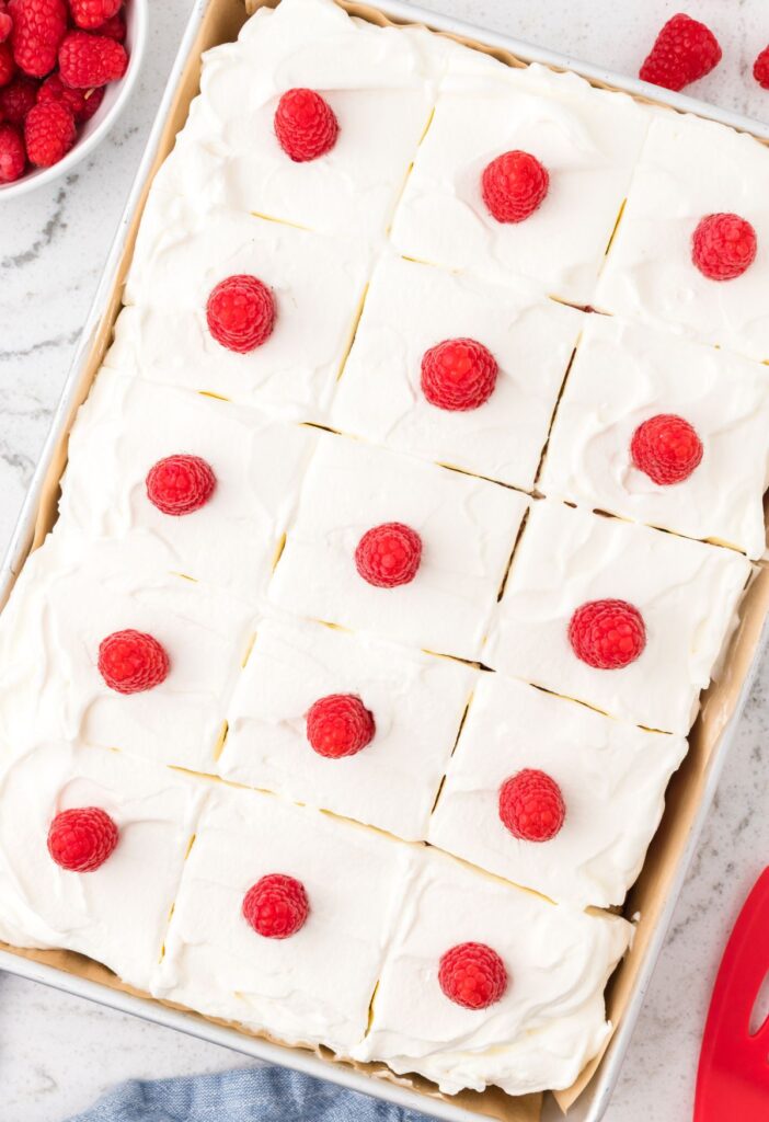 hero image for the poke cake with raspberry jello