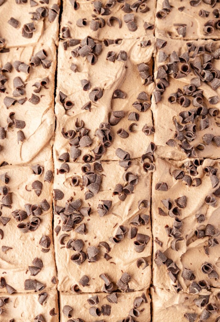 Top view of the chocolate poke cake