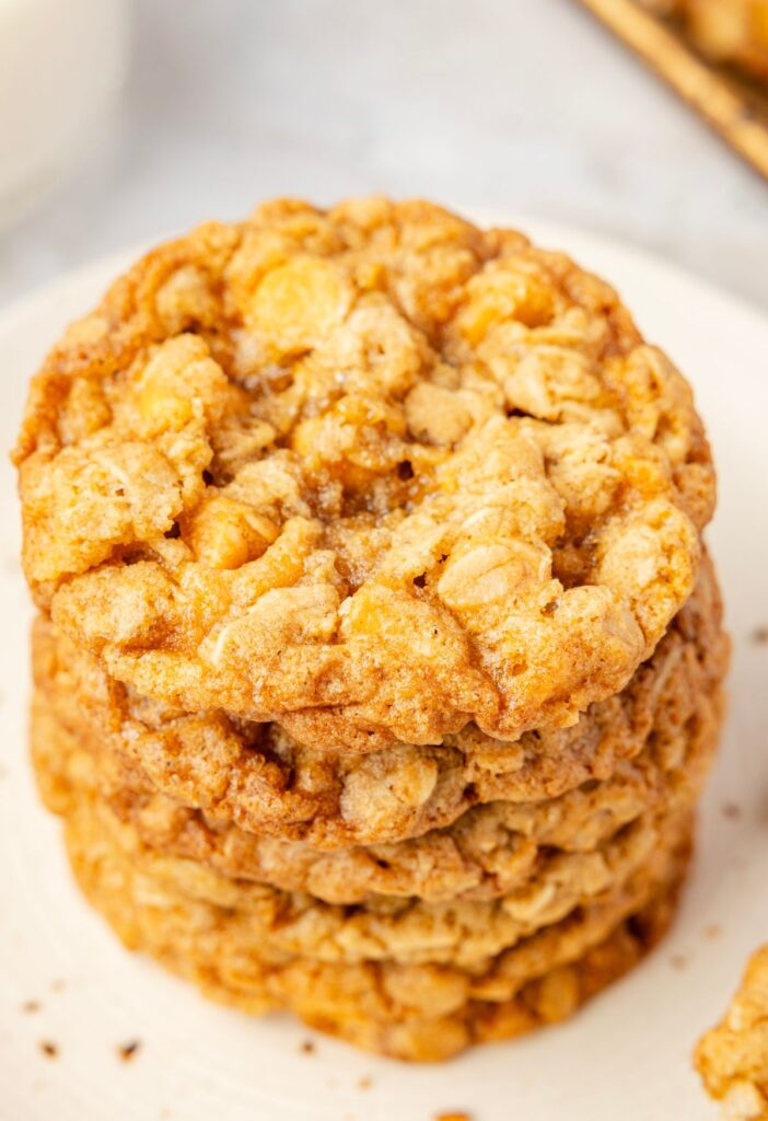 Stack of oatmeal butterscotch cookies