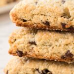 Stack of three chocolate chip scones
