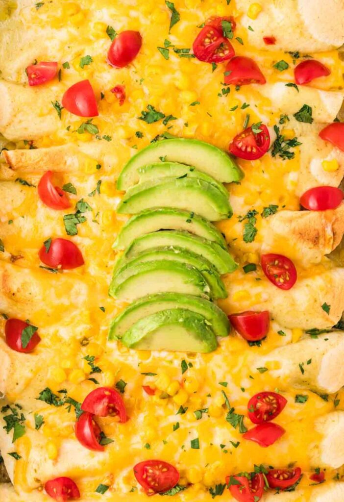 Close up view of the baked enchiladas